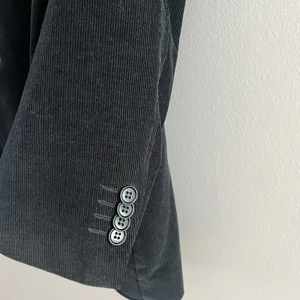 Di Quattro Mens Corduroy Sport Blazer Jacket 100% Cotton Preppy Black Sz 42R